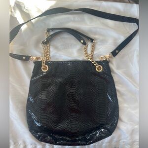 MICHAEL KORS Bag Leather Shoulder Snakeskin Bucket Embossed Gold Chain Exotic